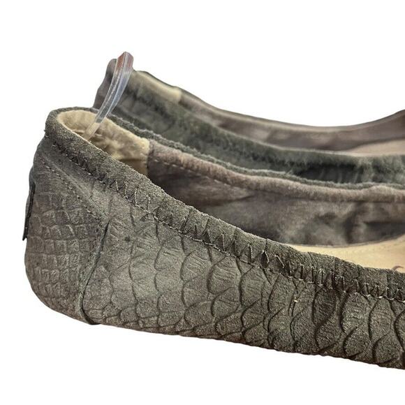 Toms Womens Gray Leather Reptile Print Slip On Square Toe Ballet Flats Shoes 7 - Picture 12 of 16